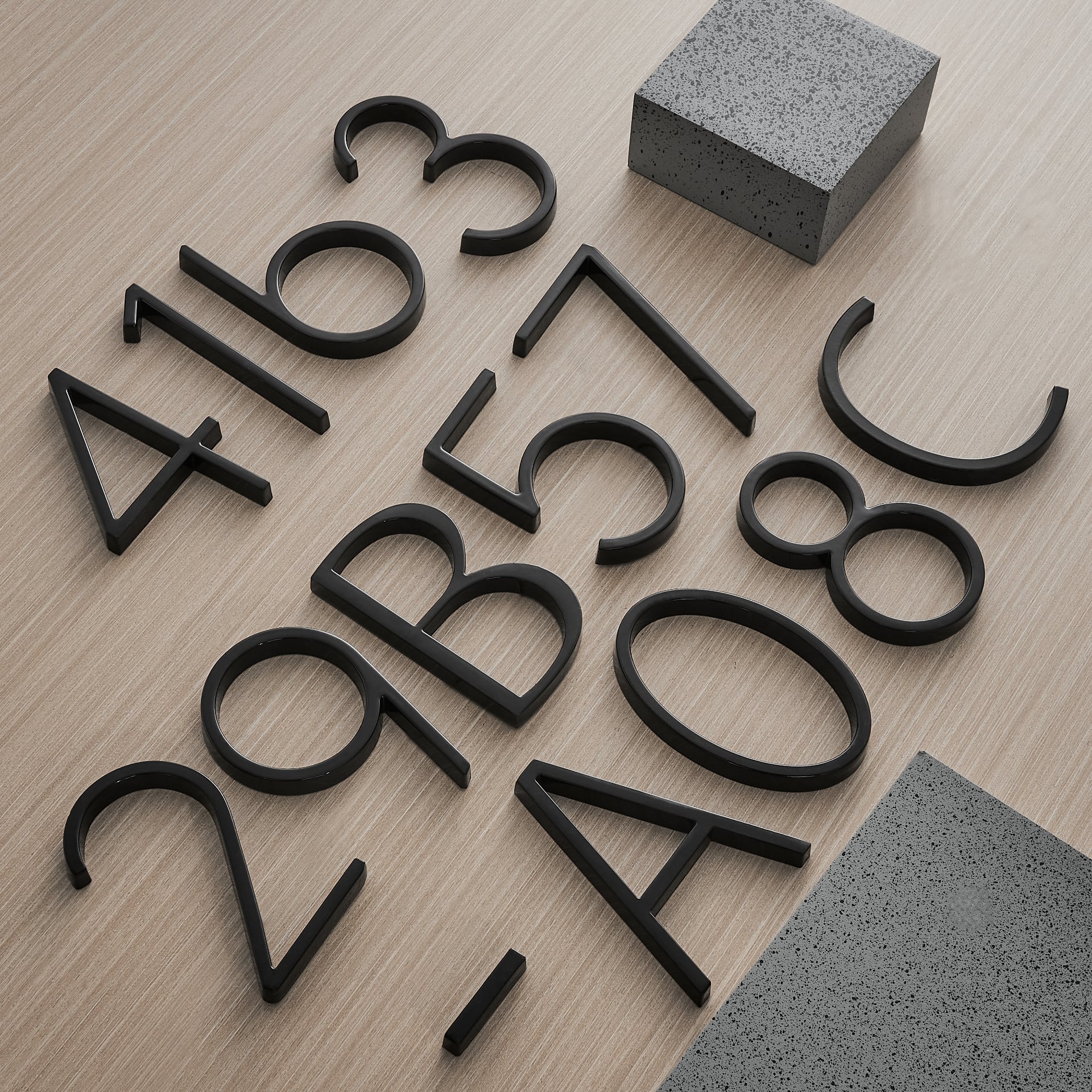 Modern Black House Number Sign β Durable Zinc Alloy Address Plaque with Versatile Installation for Enhanced Curb Appeal