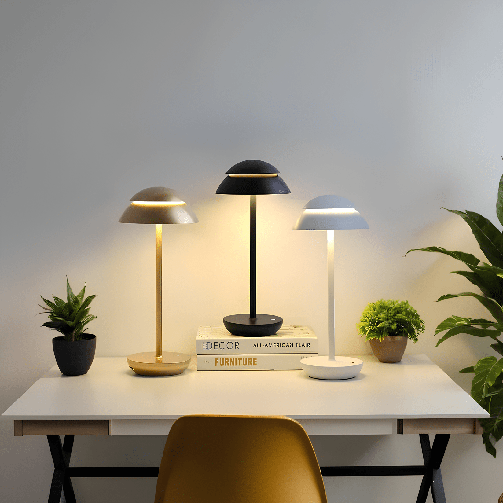 Modern Cordless Rechargeable Table Lamp with Touch Control Dimming – Scandinavian Design Bedside Lamp for Elegant Lighting