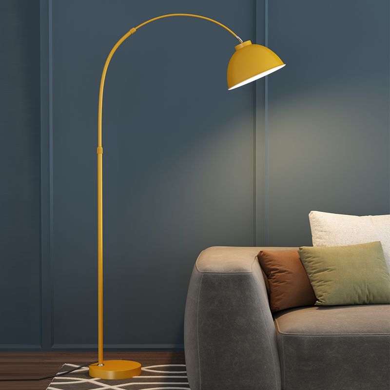 Modern Arc Metal Floor Lamp in Black, Red, and Yellow – Stylish Indoor Lighting 2