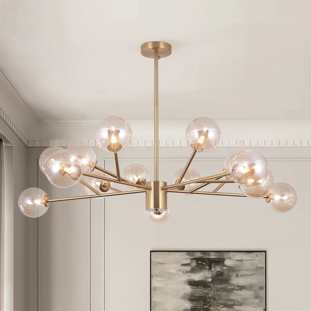 Modern Black Chandelier with 15 Lights – Adjustable Height Sputnik Design for Dining Room or Kitchen 6