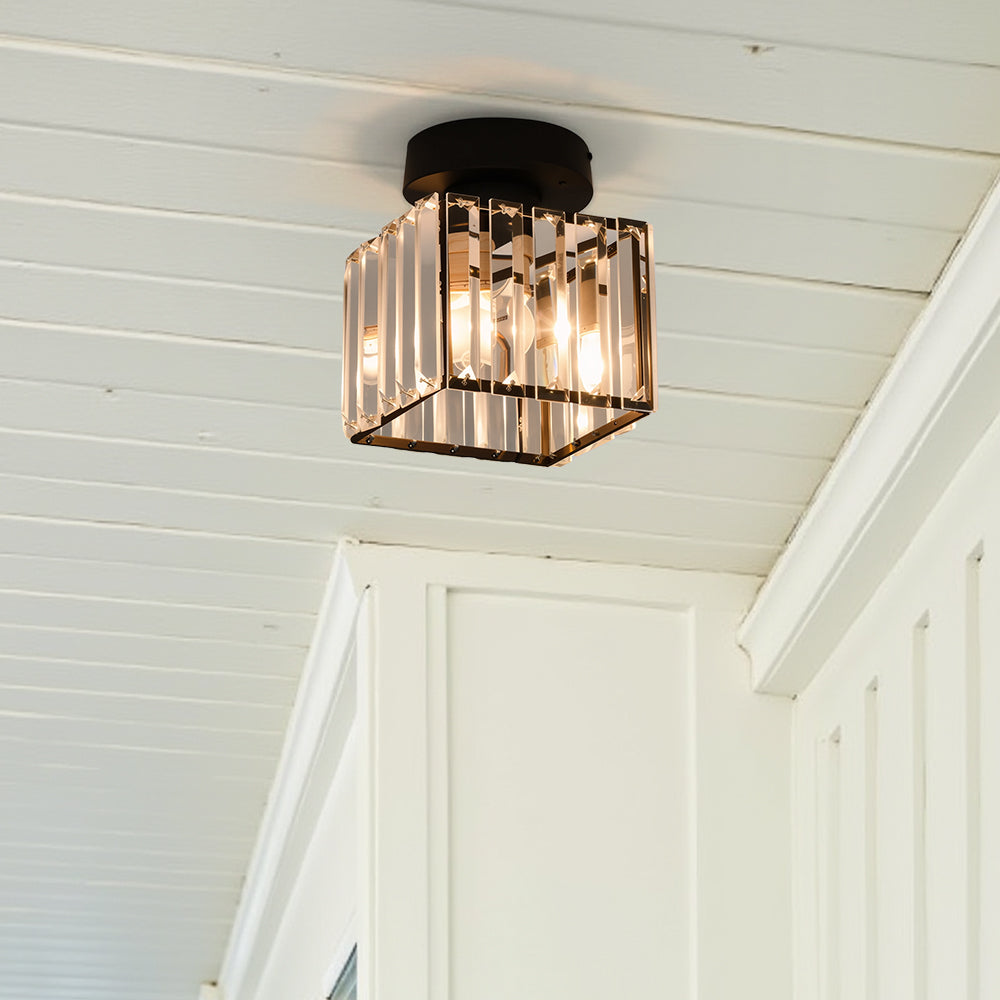 Modern Black Flush Mount Ceiling Light Fixture – Contemporary Design for Hallway and Living Spaces 5