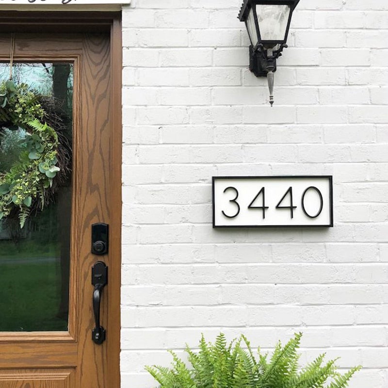Modern Black House Number Plaque - Durable Zinc Alloy Address Sign for Home Entry, Floating Design, Weather Resistant 1