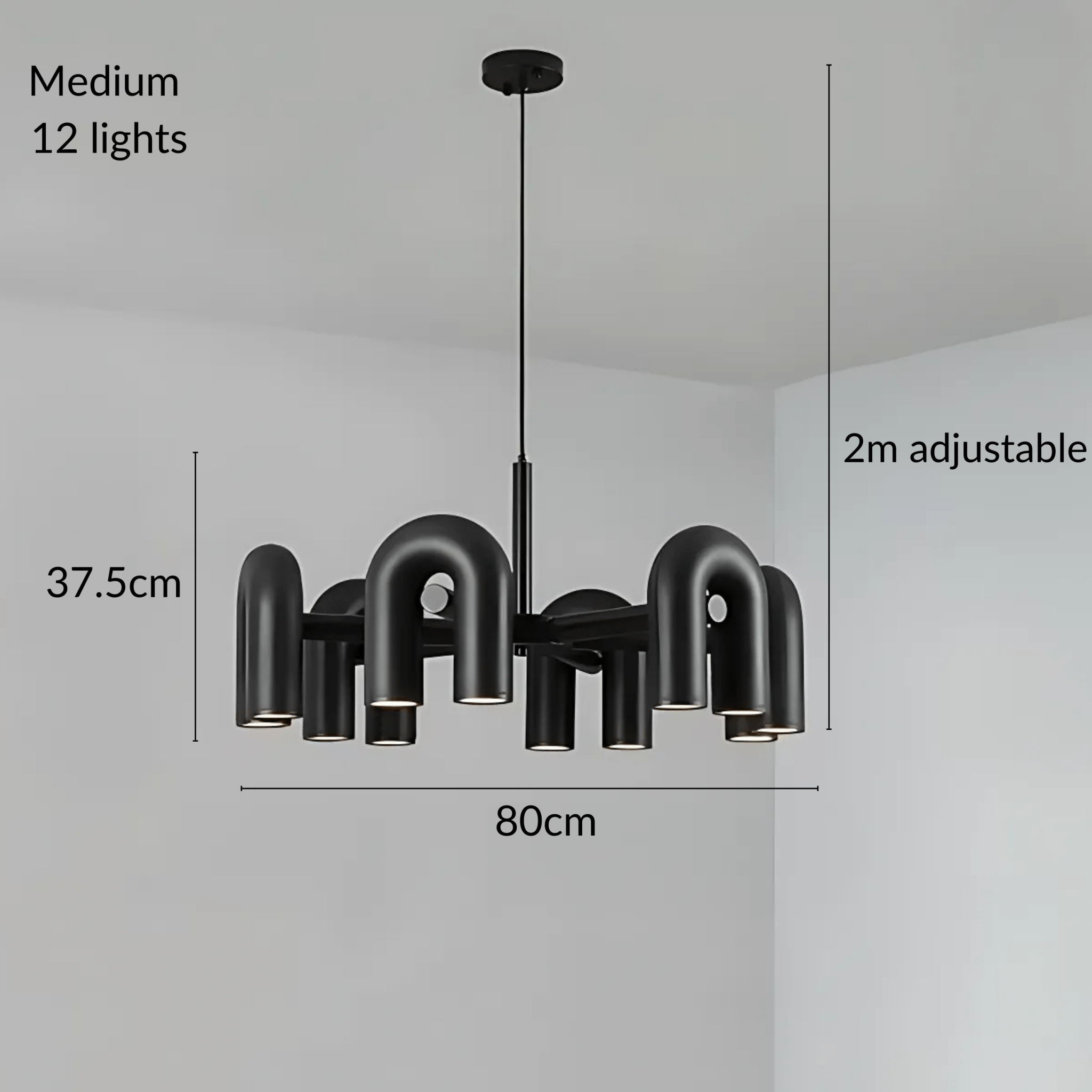 Modern Chandelier Lighting with U-Shaped Tube Design – Adjustable Height LED Chandelier for Contemporary Home Decor 18