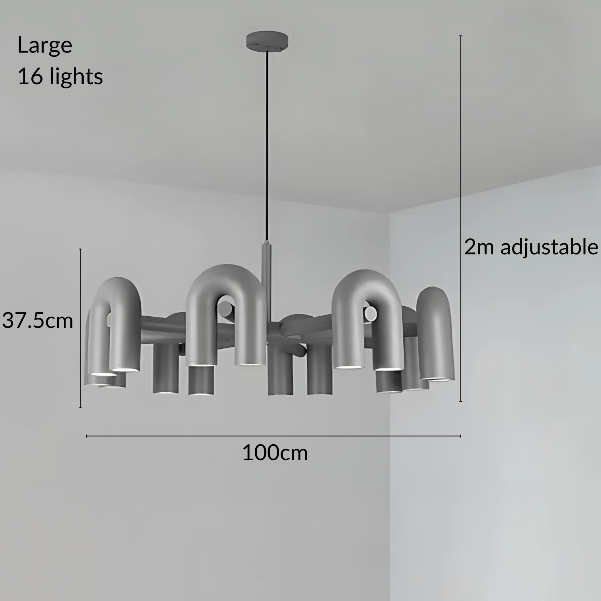 Modern Chandelier Lighting with U-Shaped Tube Design – Adjustable Height LED Chandelier for Contemporary Home Decor 23