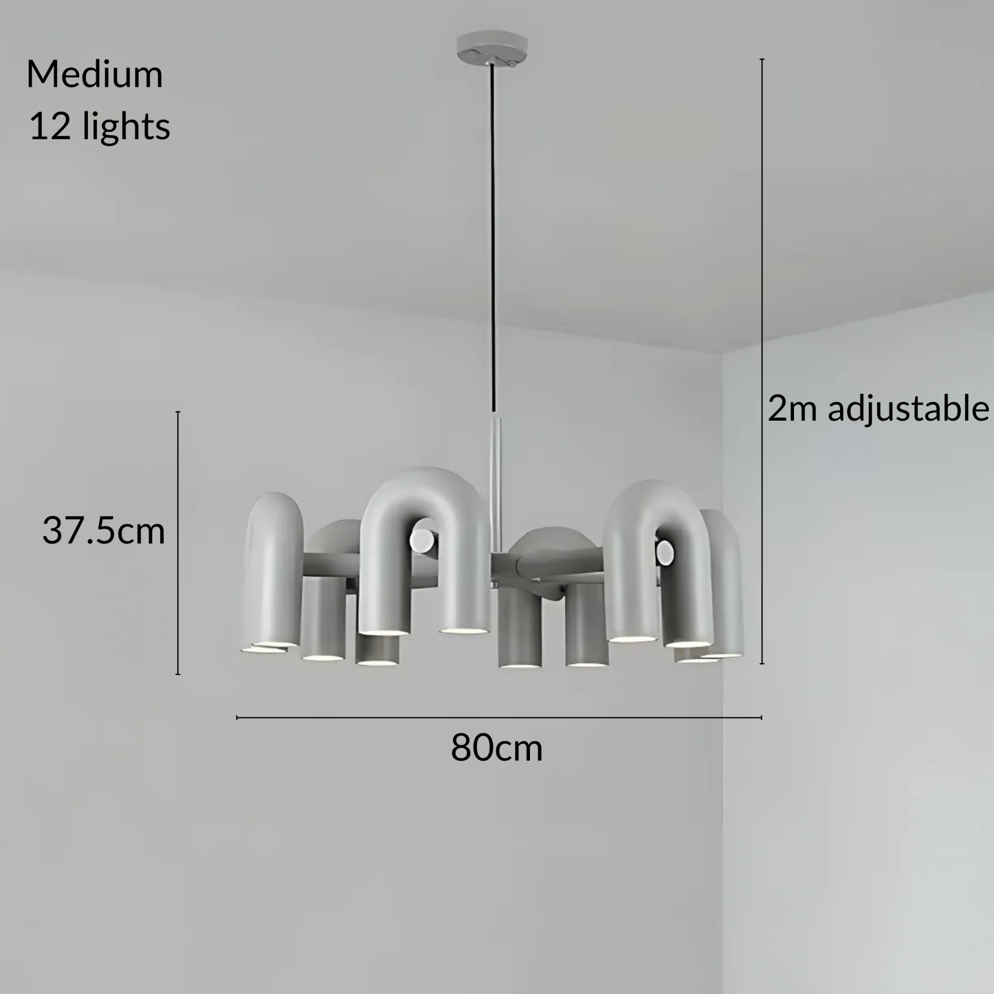 Modern Chandelier Lighting with U-Shaped Tube Design – Adjustable Height LED Chandelier for Contemporary Home Decor 9