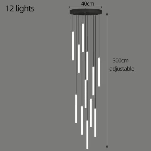 Modern Chandelier with Adjustable Height, Customizable LED Lighting, Aluminum and Acrylic Design - 8 Styles Available 14