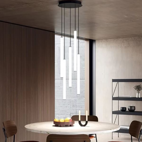 Modern Chandelier with Adjustable Height, Customizable LED Lighting, Aluminum and Acrylic Design - 8 Styles Available 2