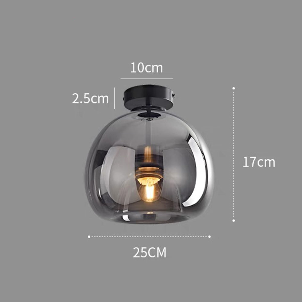 Modern Copper Glass Flush Mount Ceiling Light Fixture for Hallway and Living Room – Elegant Design, E27 Bulb Compatible 2