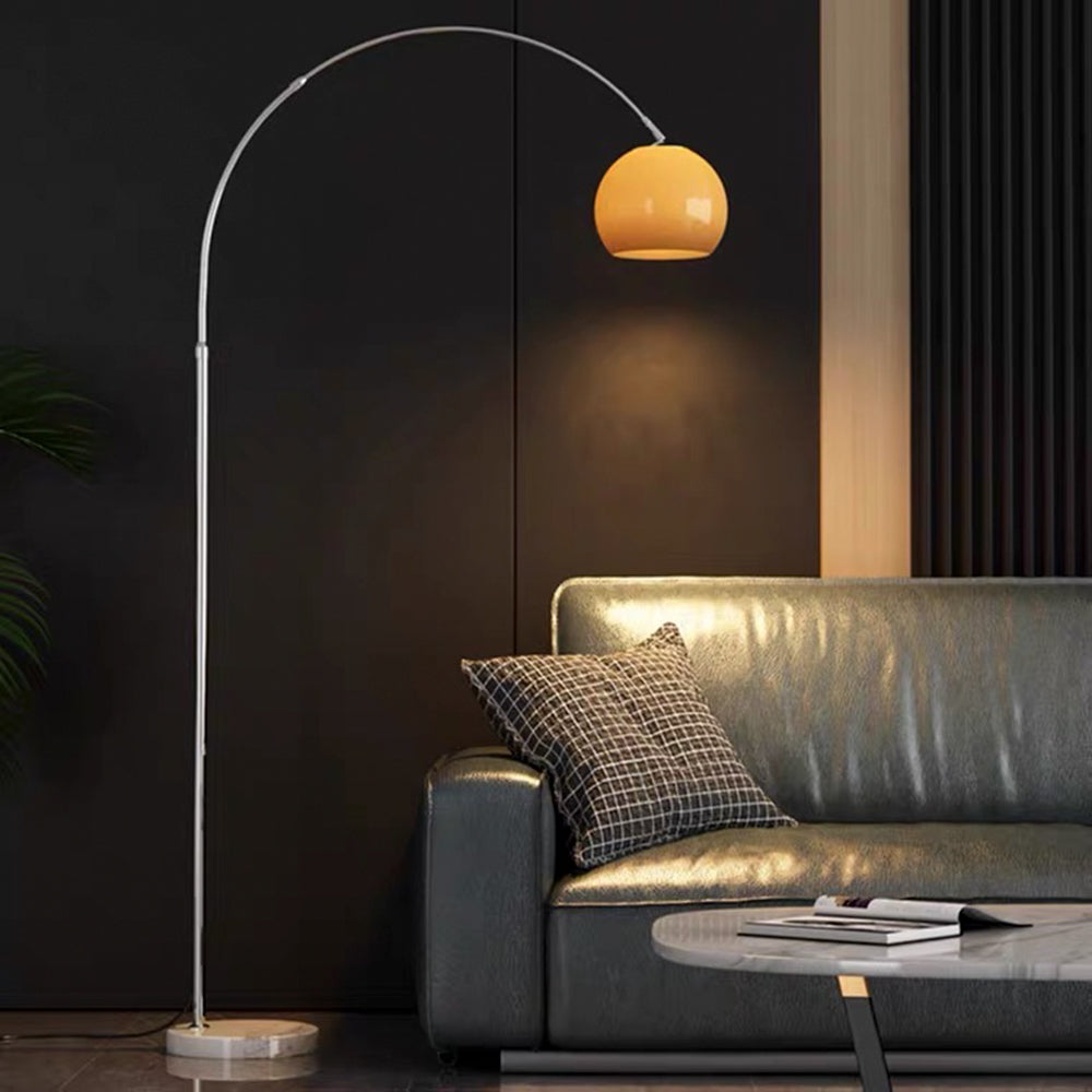 Modern Floor Arc Lamp with Dome Light in Orange and White – Stylish Standing Lamp for Living Room and Bedroom 4