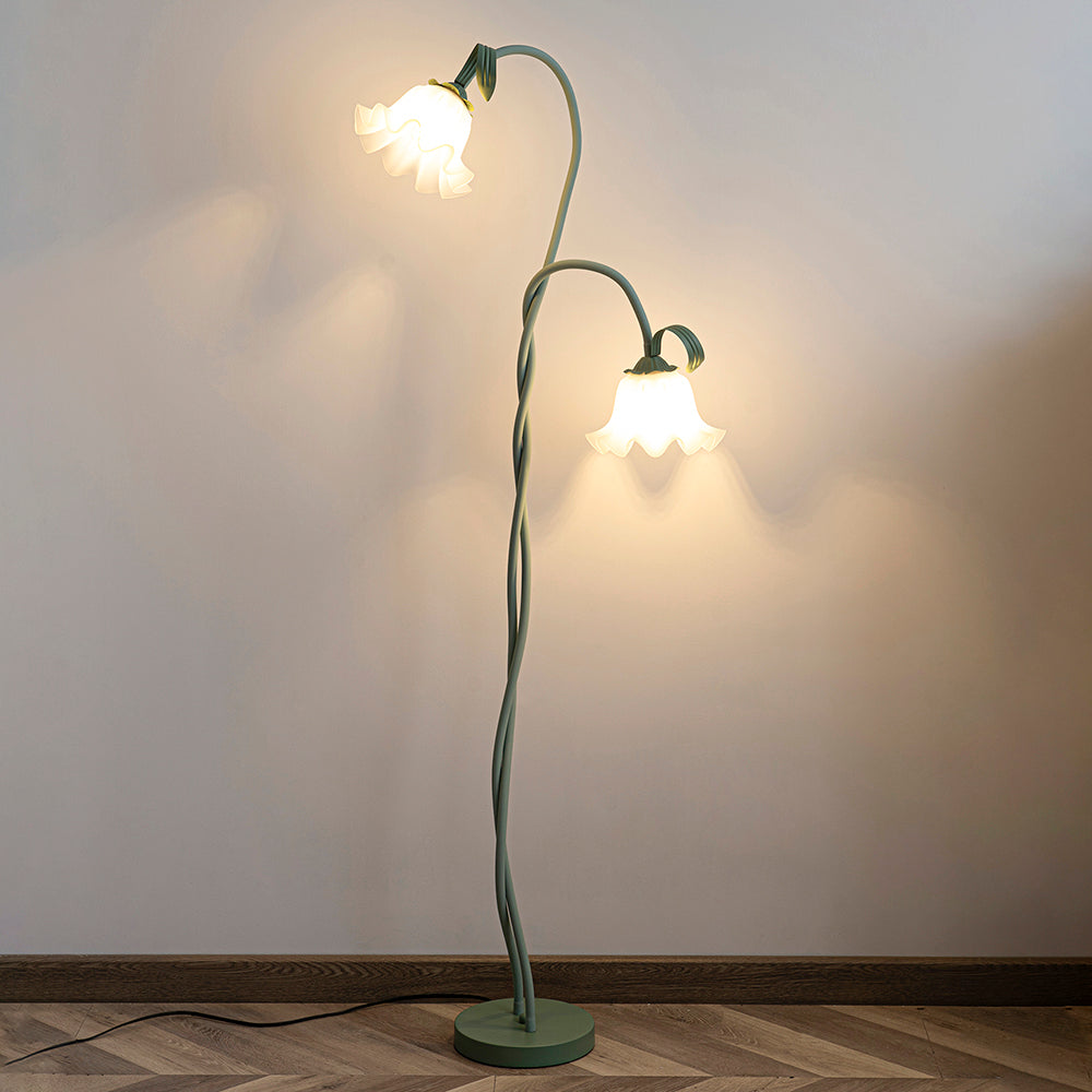Modern Floor Lamp with Green Matte Finish and White Acrylic Shade – Elegant Standing Lamp for Living Room Decor 0