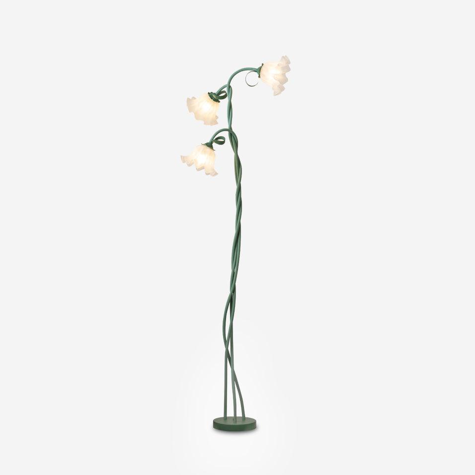 Modern Floor Lamp with Green Matte Finish and White Acrylic Shade – Elegant Standing Lamp for Living Room Decor 1