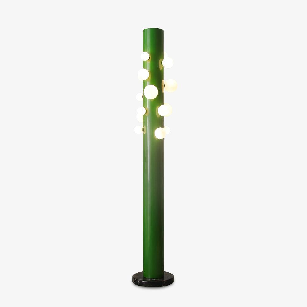 Modern Floor Lamp with Green Metal Base and White Shade - Stylish Standing Lamp for Living Room Indoor Lighting 0
