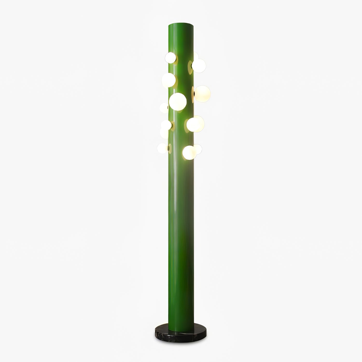 Modern Floor Lamp with Green Metal Base and White Shade - Stylish Standing Lamp for Living Room Indoor Lighting 1