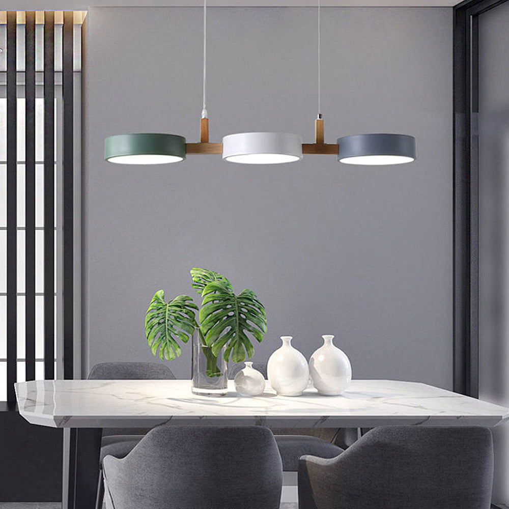 Modern Flush Mount Ceiling Light Fixture with Nordic Design – LED Integrated Metal and Wood Ceiling Light for Kitchen and Dining Room 2