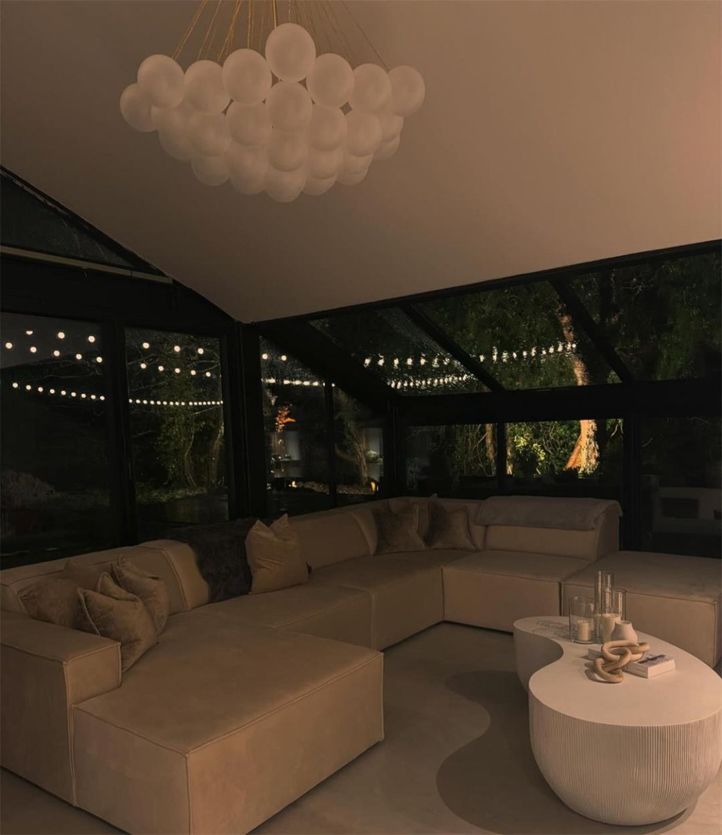 Modern Glass Bubble Chandelier Light – Three Bulb Design with Black and Brass Finish for Elegant Home Lighting 5
