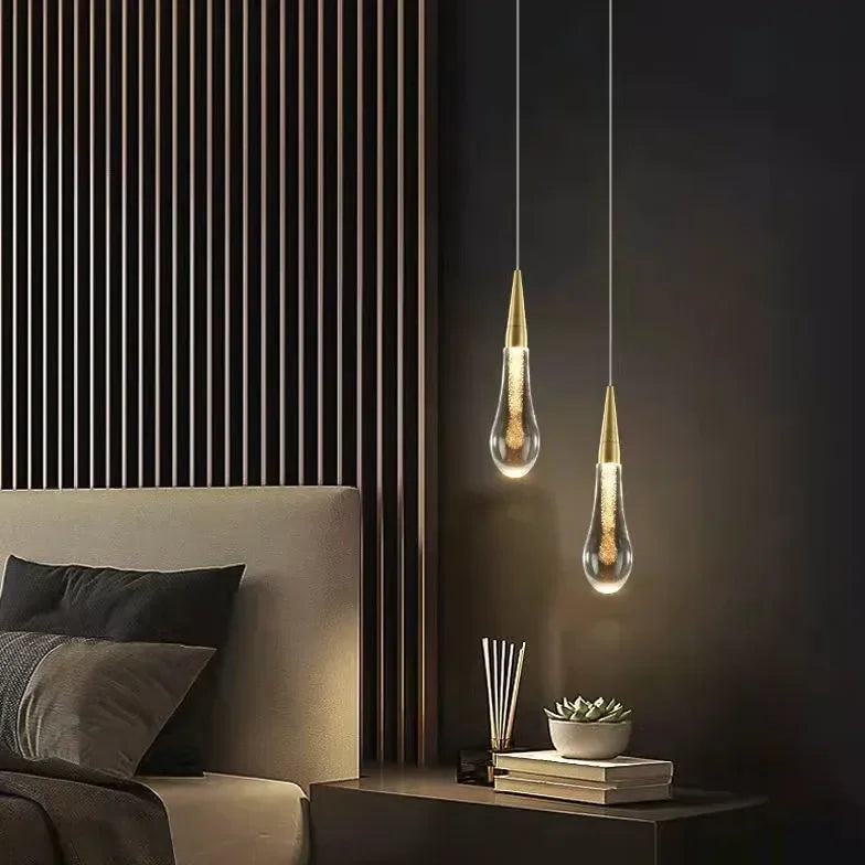 Modern Glass Pendant Lamp with Adjustable Height – Elegant Drop-Shaped Hanging Light for Bedside and Cozy Atmosphere 1