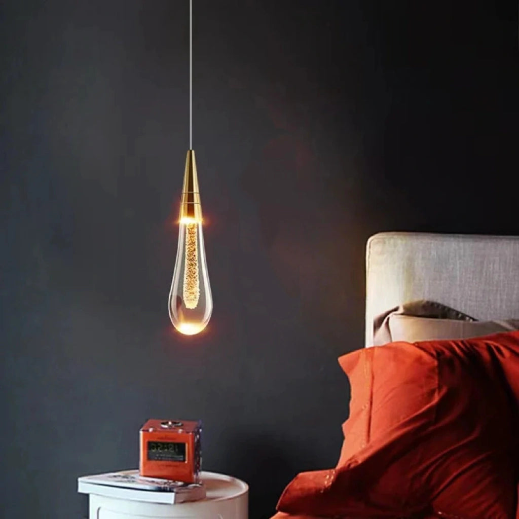 Modern Glass Pendant Lamp with Adjustable Height – Elegant Drop-Shaped Hanging Light for Bedside and Cozy Atmosphere 2