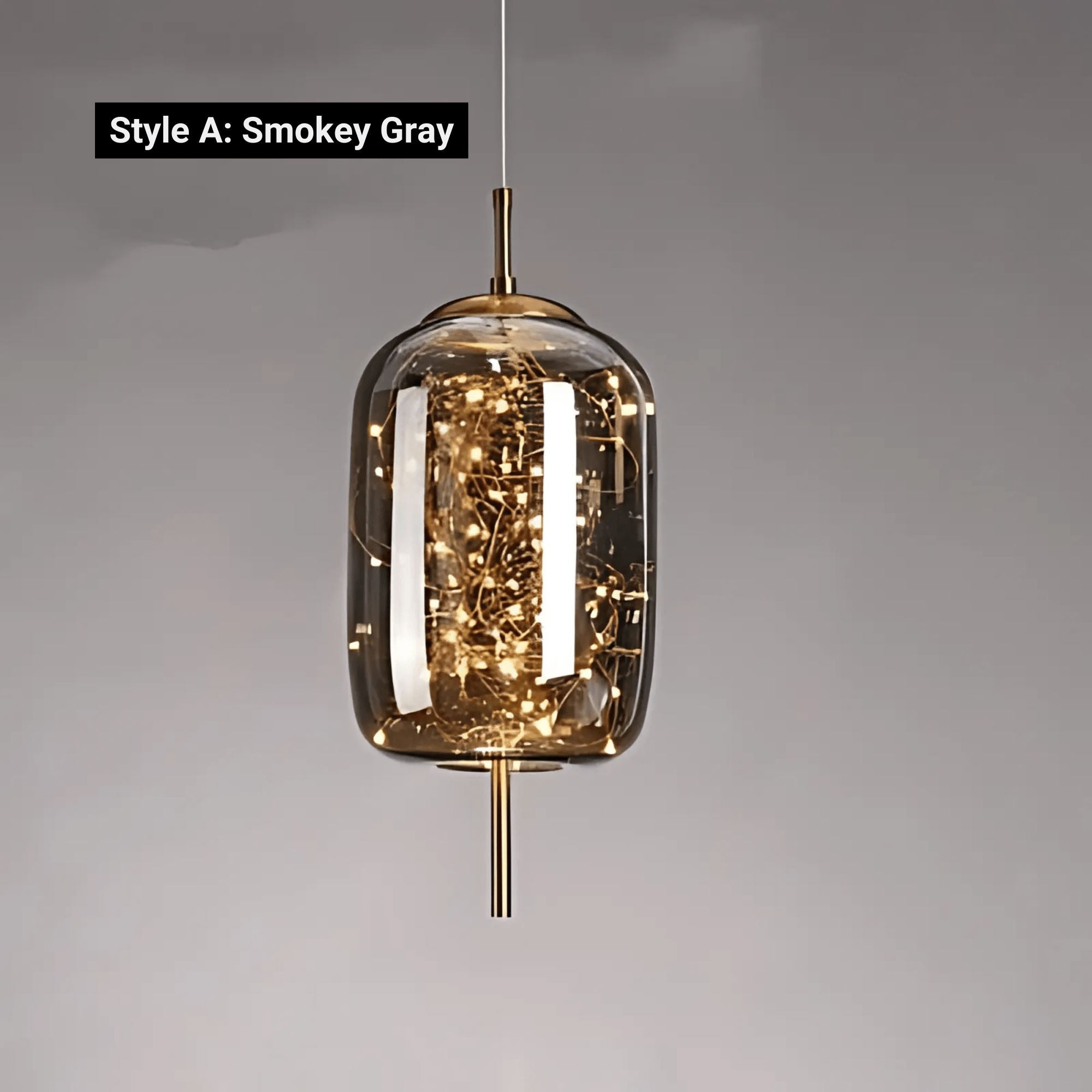 Modern Glass Pendant Light with Adjustable Wire – Starlit Smoky Fixture for Kitchen and Dining 0