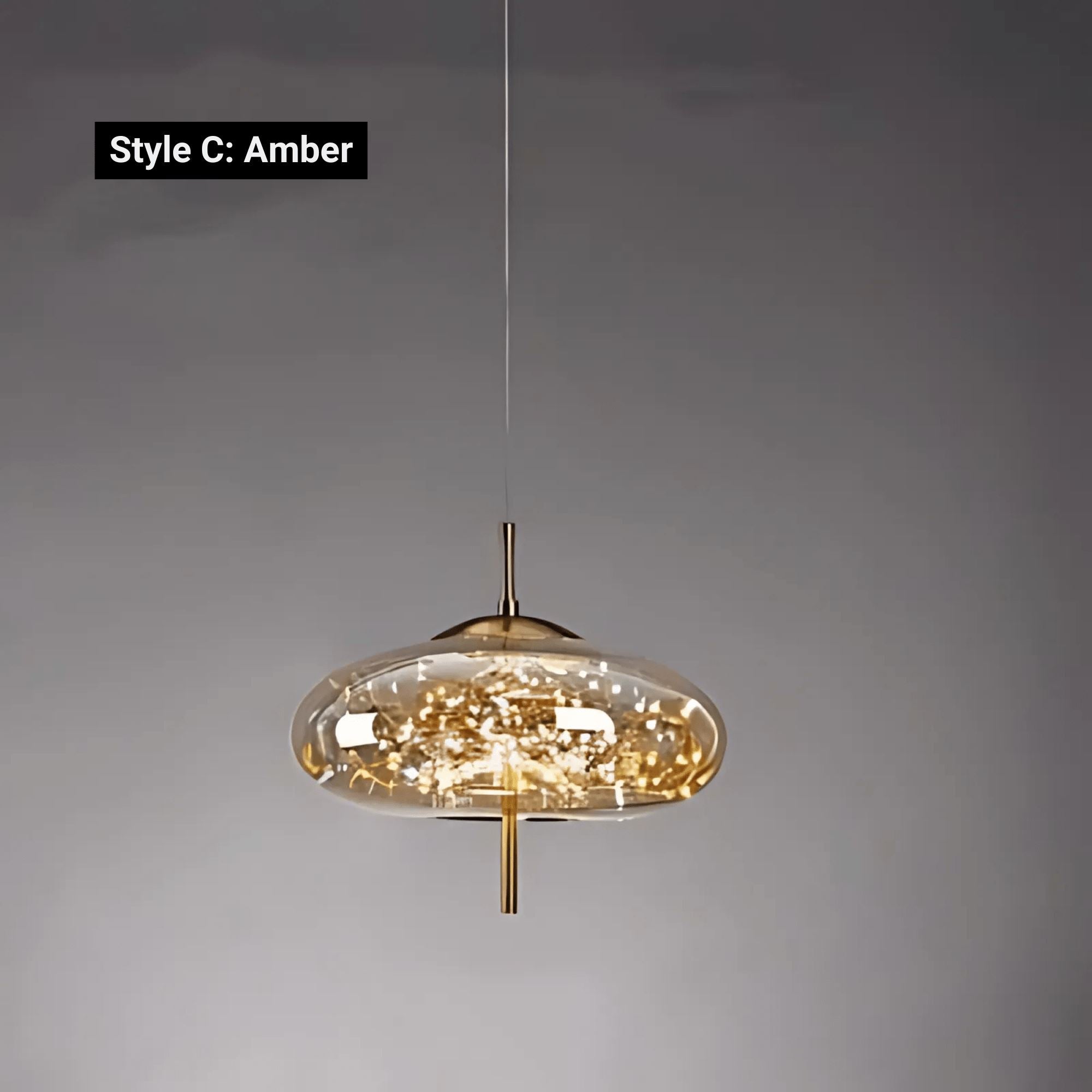 Modern Glass Pendant Light with Adjustable Wire – Starlit Smoky Fixture for Kitchen and Dining 11
