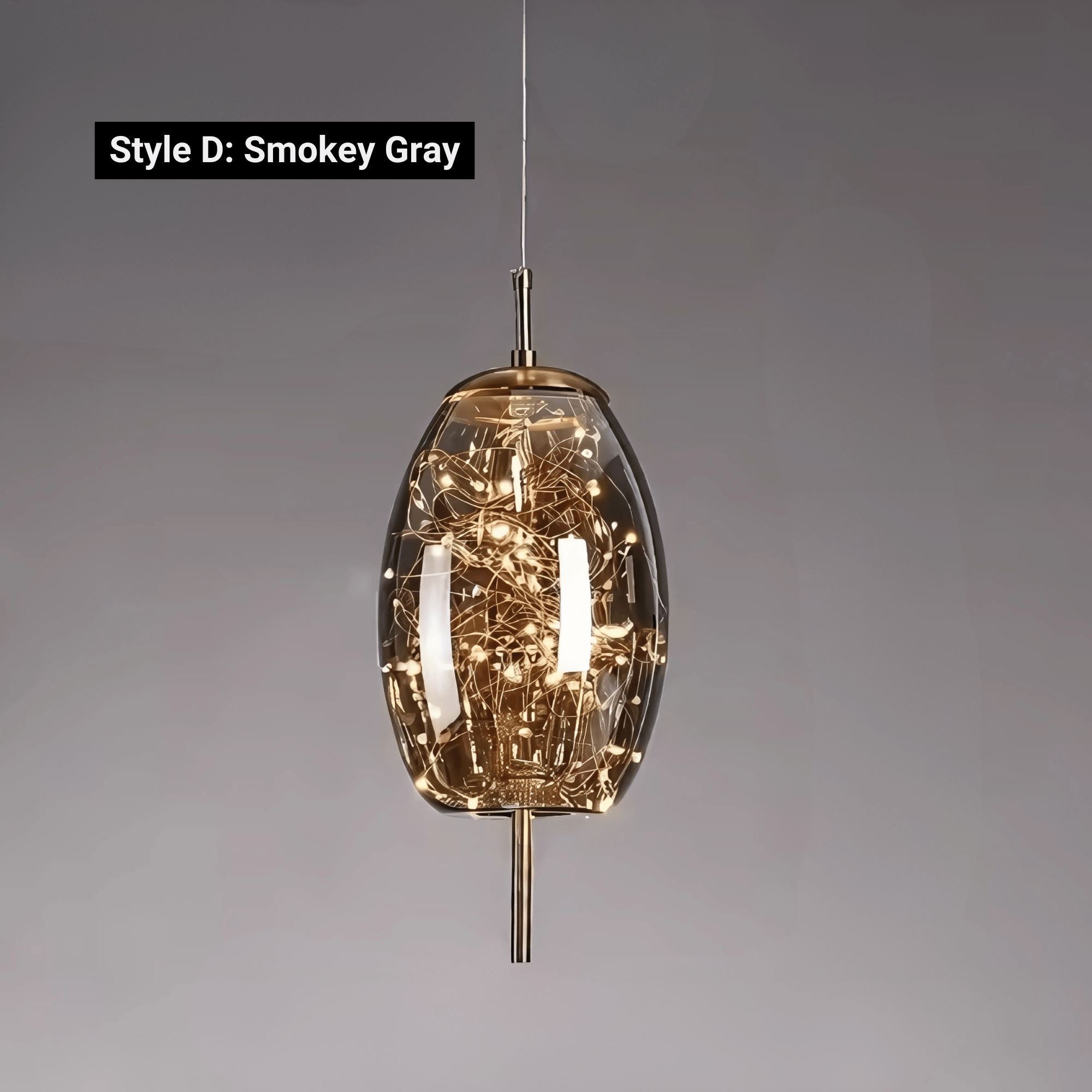 Modern Glass Pendant Light with Adjustable Wire – Starlit Smoky Fixture for Kitchen and Dining 12