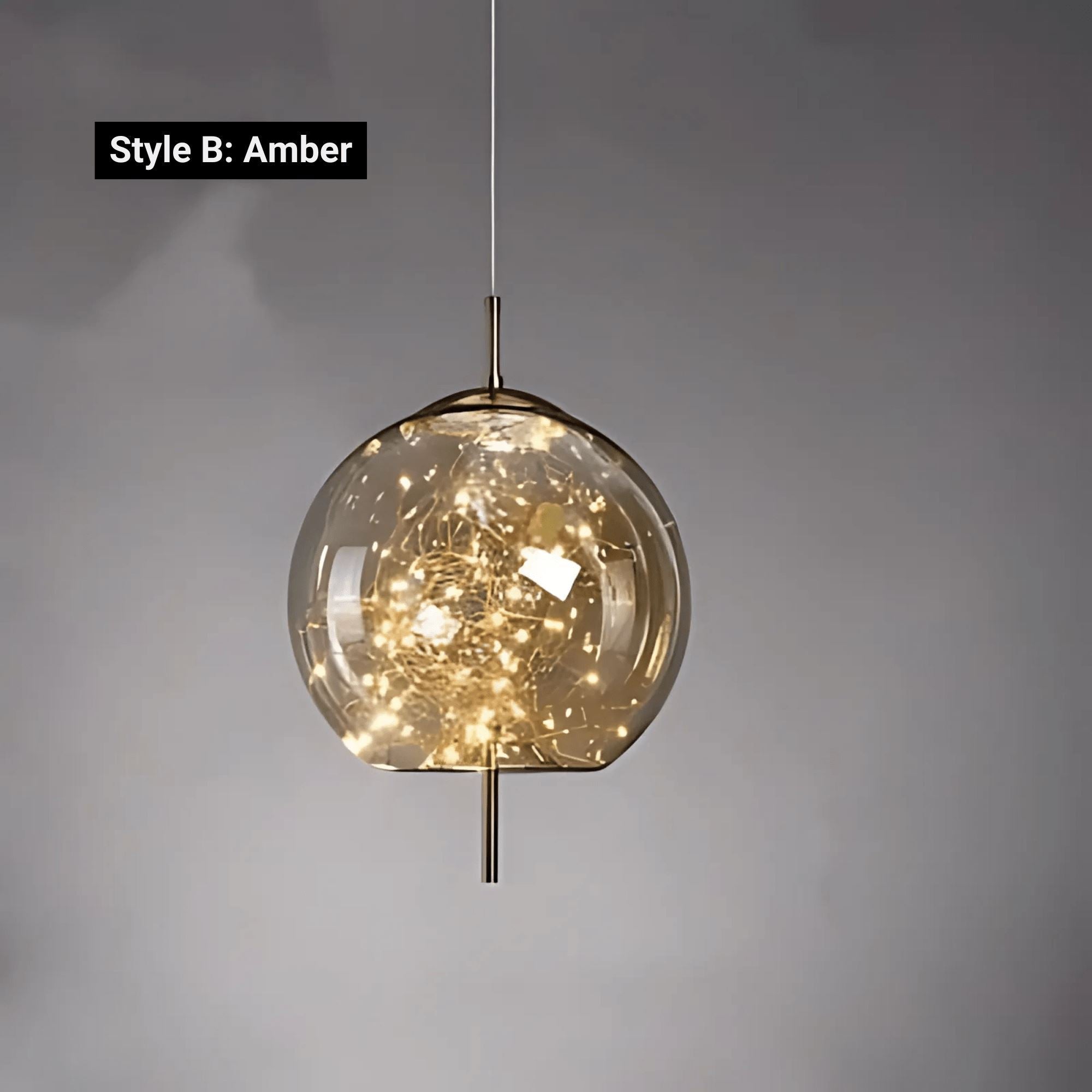 Modern Glass Pendant Light with Adjustable Wire – Starlit Smoky Fixture for Kitchen and Dining 14