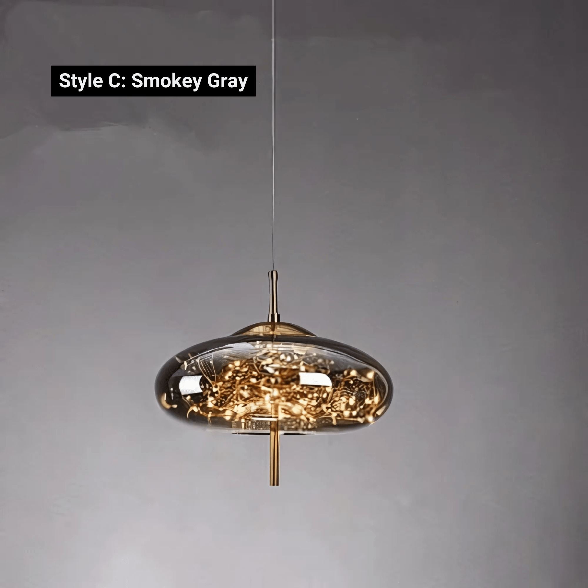 Modern Glass Pendant Light with Adjustable Wire – Starlit Smoky Fixture for Kitchen and Dining 15