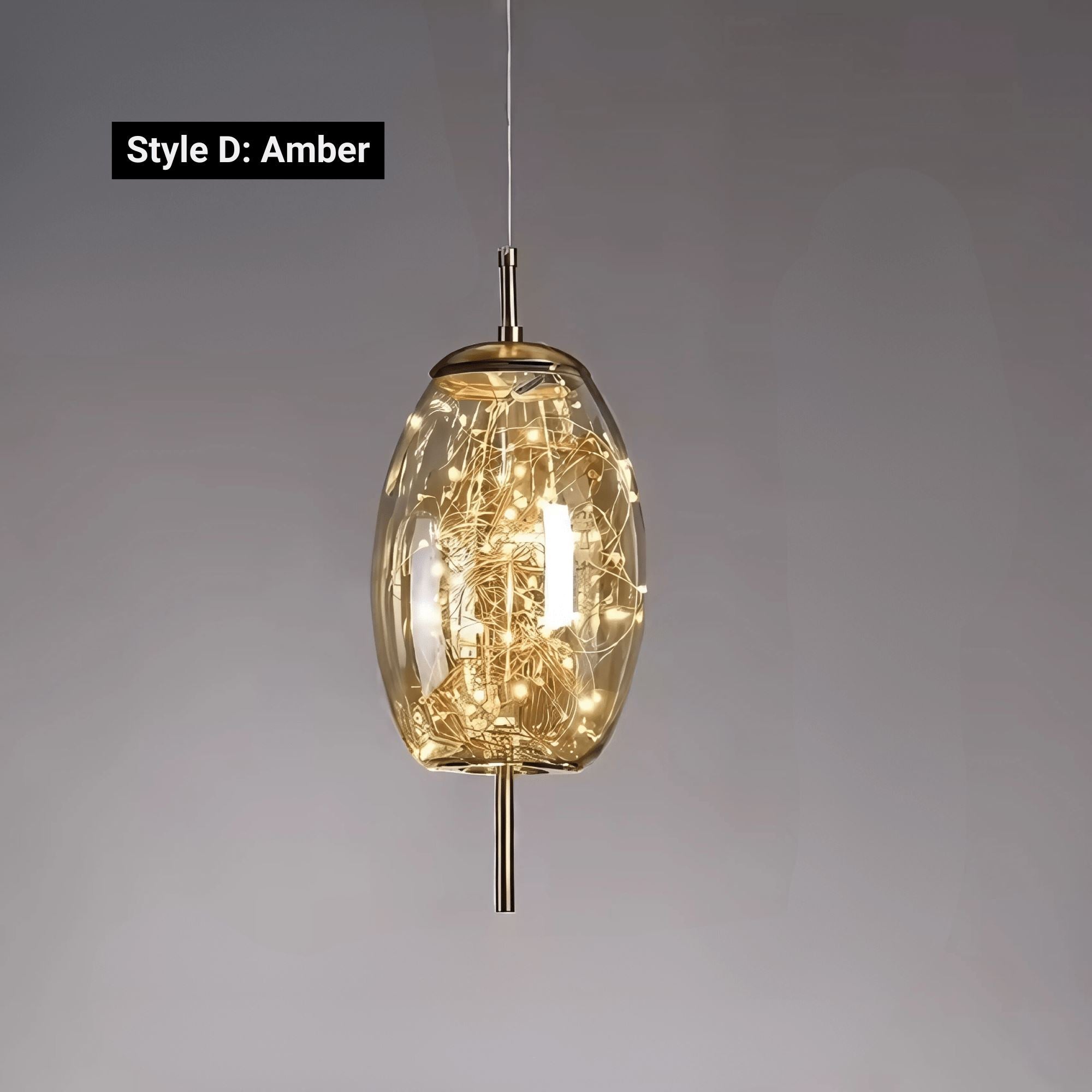 Modern Glass Pendant Light with Adjustable Wire – Starlit Smoky Fixture for Kitchen and Dining 9