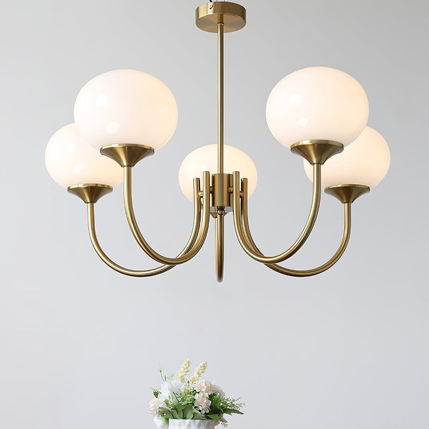 Modern Gold Chandelier Light with Pink Glass Shades – Elegant Dining Room Chandelier for Stylish Home Decor 3