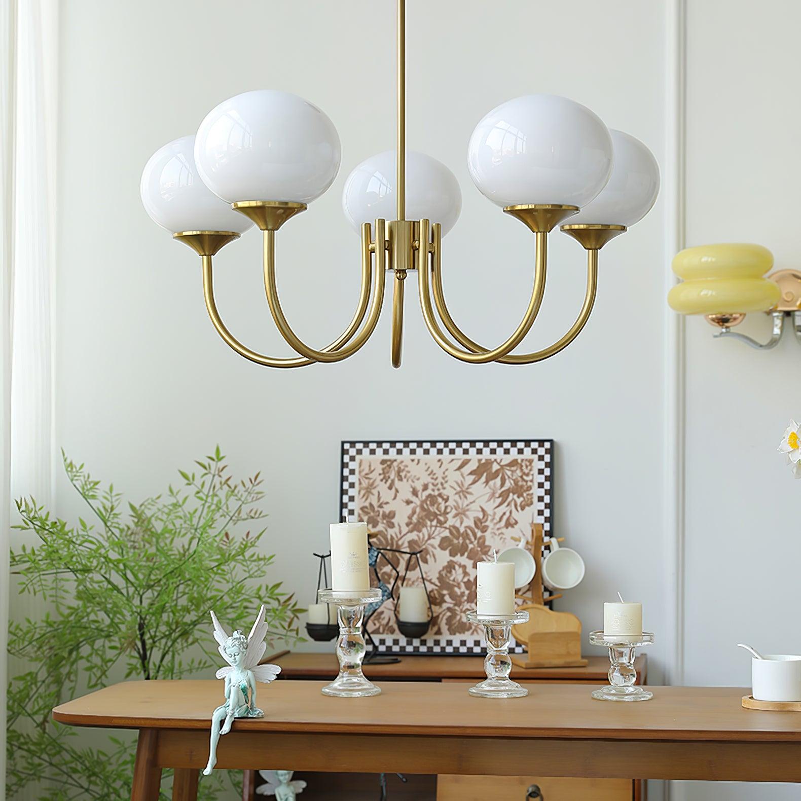 Modern Gold Chandelier Light with Pink Glass Shades – Elegant Dining Room Chandelier for Stylish Home Decor 8