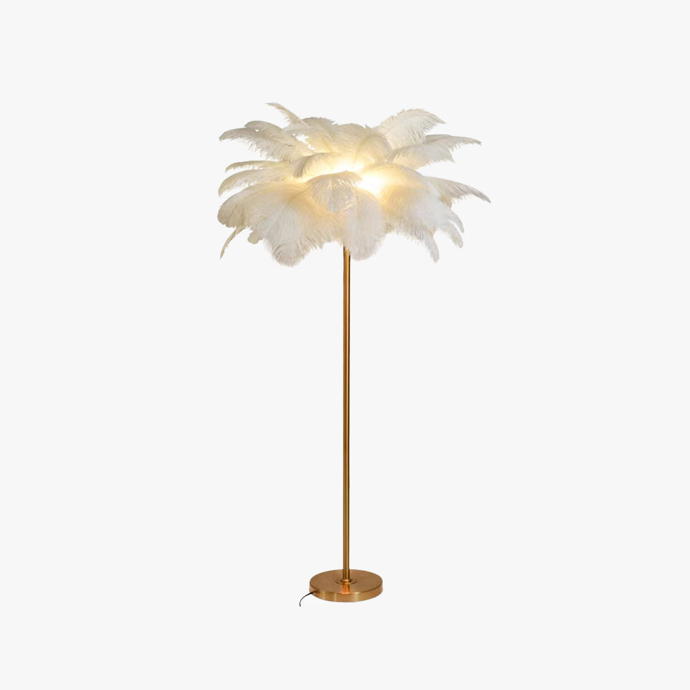 Modern Gold Floor Lamp with Ostrich Feather Shade – Elegant Standing Lamp for Living Room and Bedroom 1