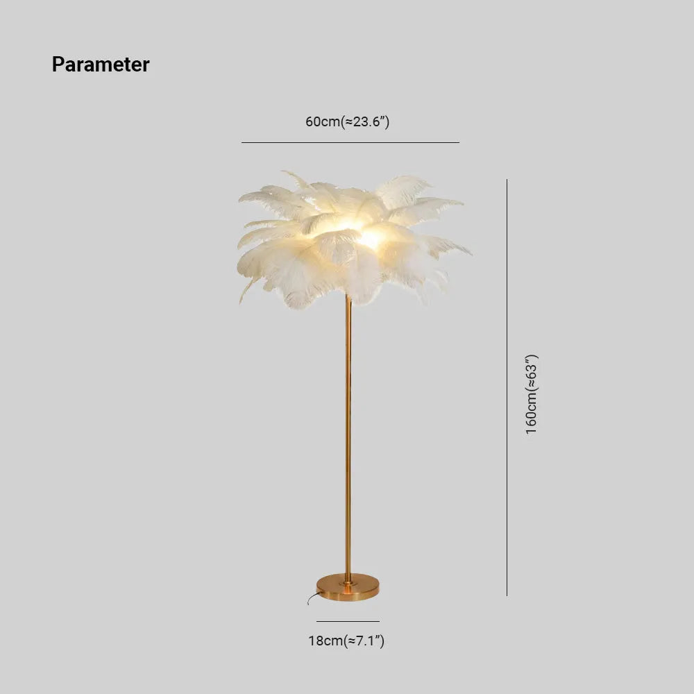 Modern Gold Floor Lamp with Ostrich Feather Shade – Elegant Standing Lamp for Living Room and Bedroom 3