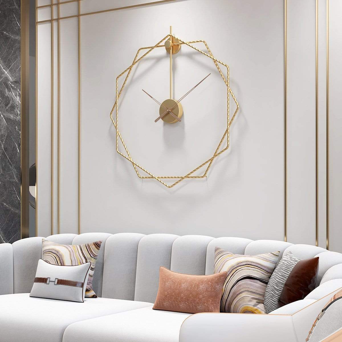Modern Gold Hexagon Wall Clock – Minimalist Abstract Design for Wall Clock Decor 4