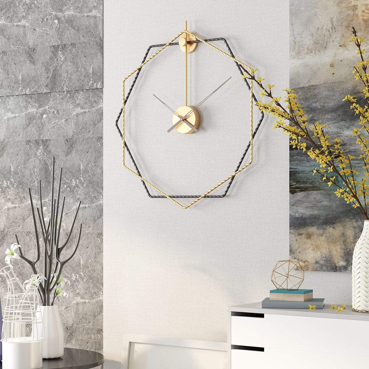 Modern Gold Hexagon Wall Clock – Minimalist Abstract Design for Wall Clock Decor 5