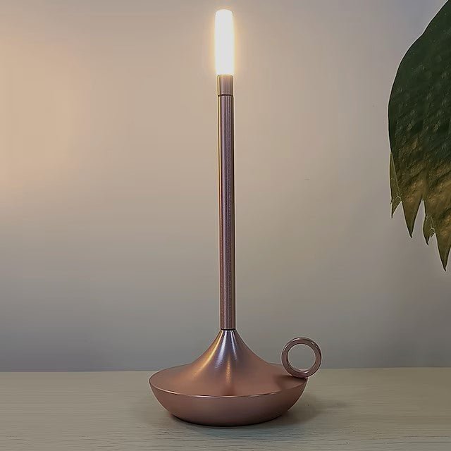 Modern LED Table Lamp with Dimmable Candlelight Glow – Cordless Aluminium Bedside or Desk Lamp 3