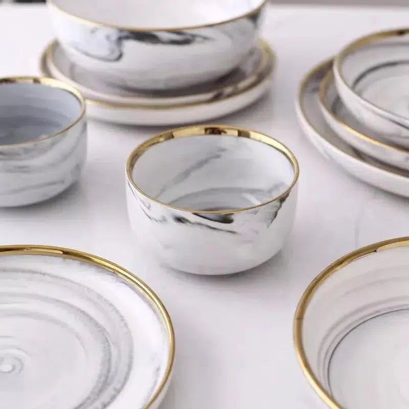 Modern Marble Pattern Porcelain Dinnerware Set – Durable Ceramic Dinner Plates for Elegant Dining 2
