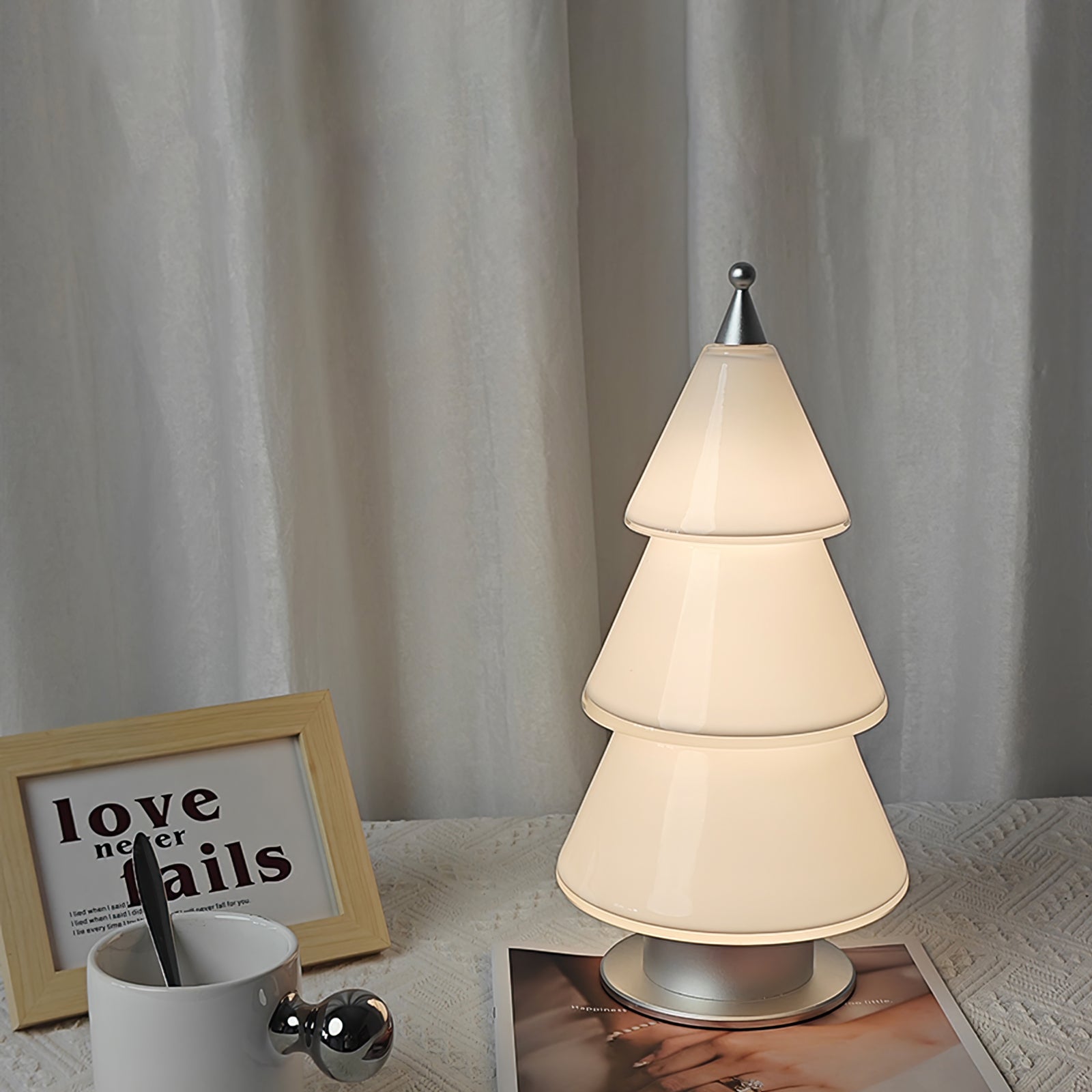 Modern Minimalist Table Lamp - LED Cordless Christmas Tree Design with Touch Control, Battery Operated for Cozy Bedroom Ambiance 5