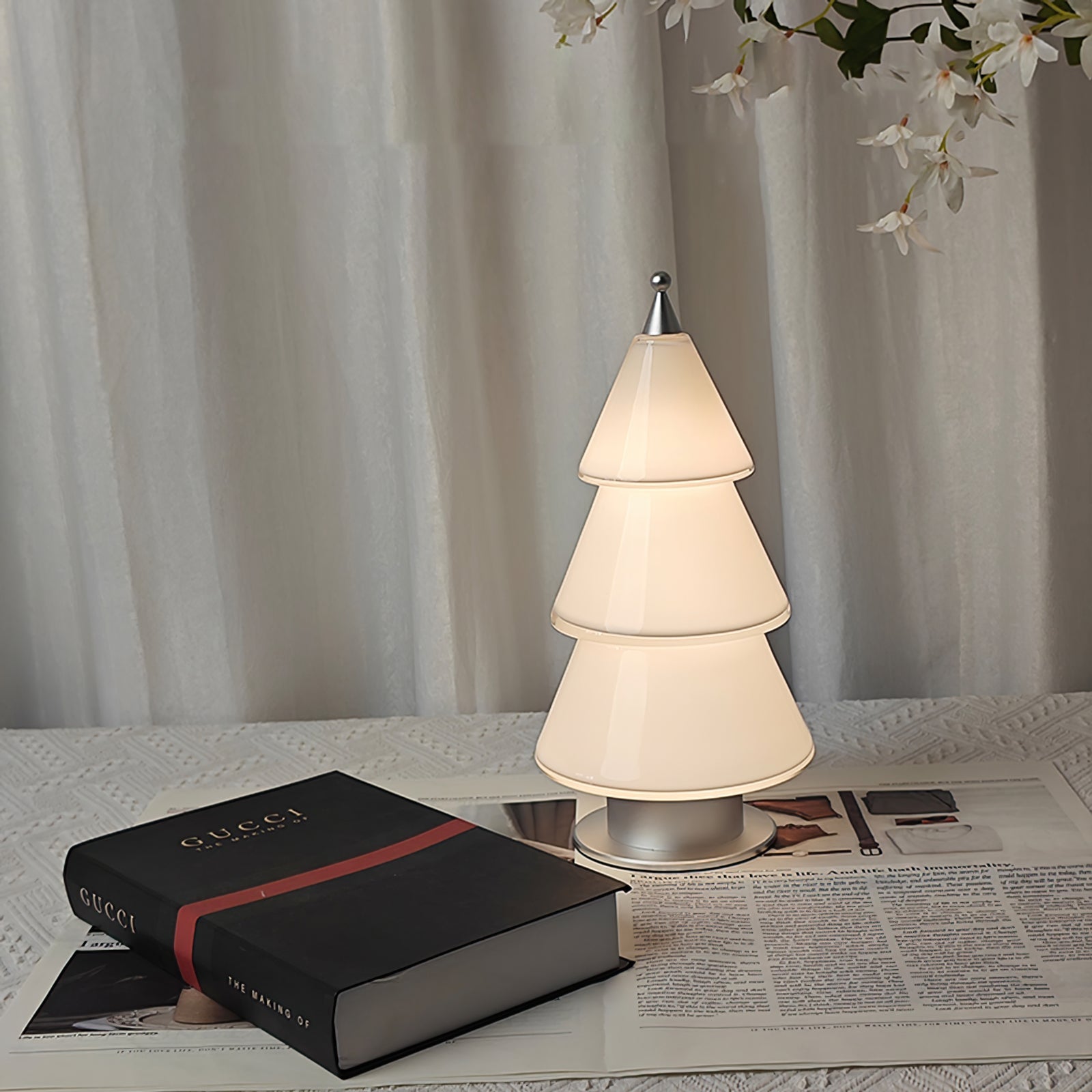 Modern Minimalist Table Lamp - LED Cordless Christmas Tree Design with Touch Control, Battery Operated for Cozy Bedroom Ambiance 6