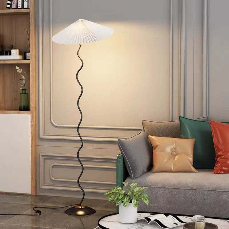 Modern Mushroom Fabric LED Floor Lamp for Bedroom and Living Room – Adjustable Height, Warm Light 6