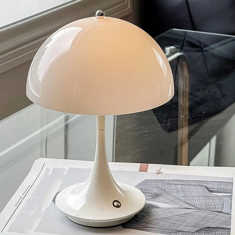 Modern Mushroom Mimic LED Table Lamp with Touch-Dimming and Adjustable Color Temperature - Cordless Battery Operated Design 0