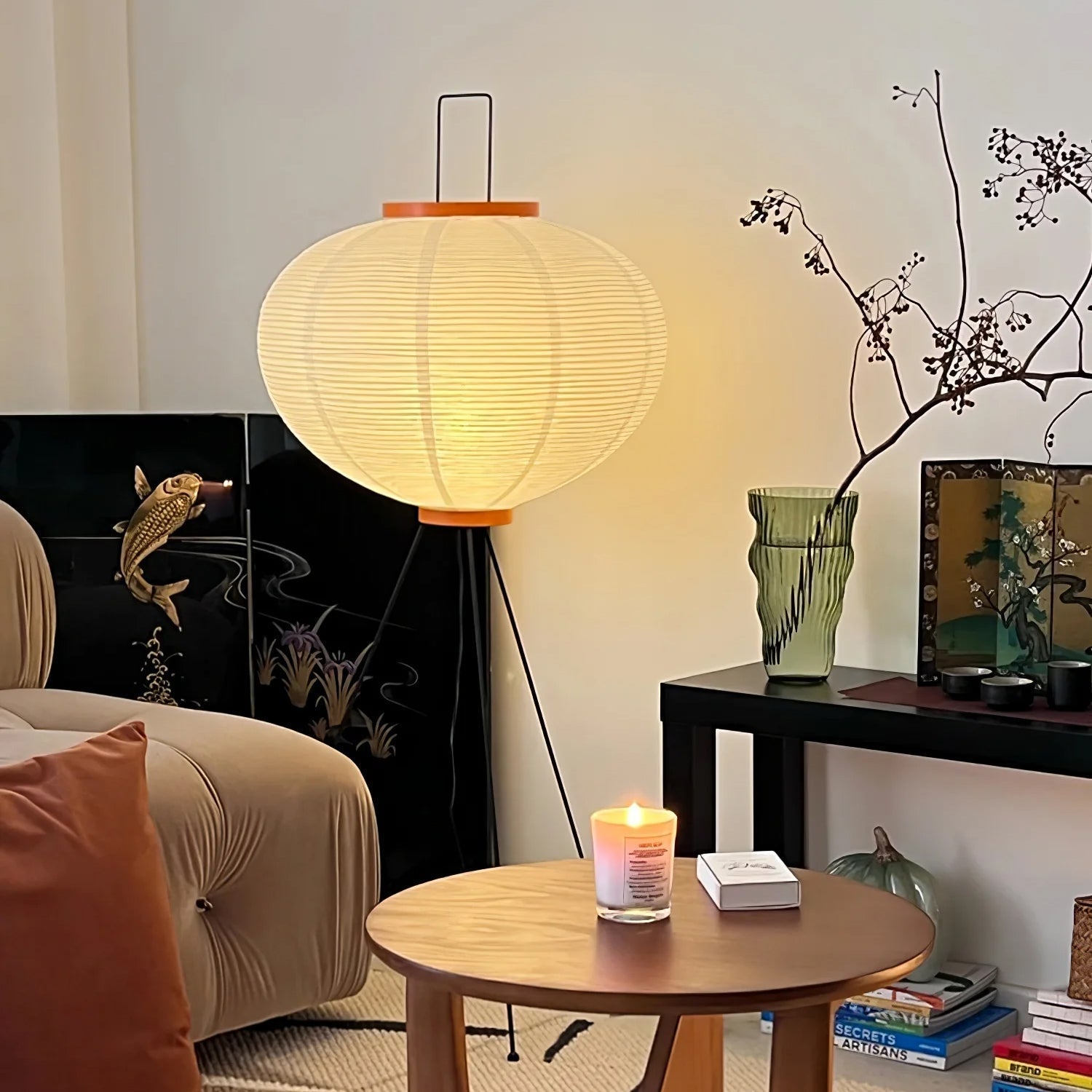 Modern Rice Paper Floor Lamp – Elegant Minimalist Design for Living Room – Soft Light Diffusion with Durable Metal Base 3