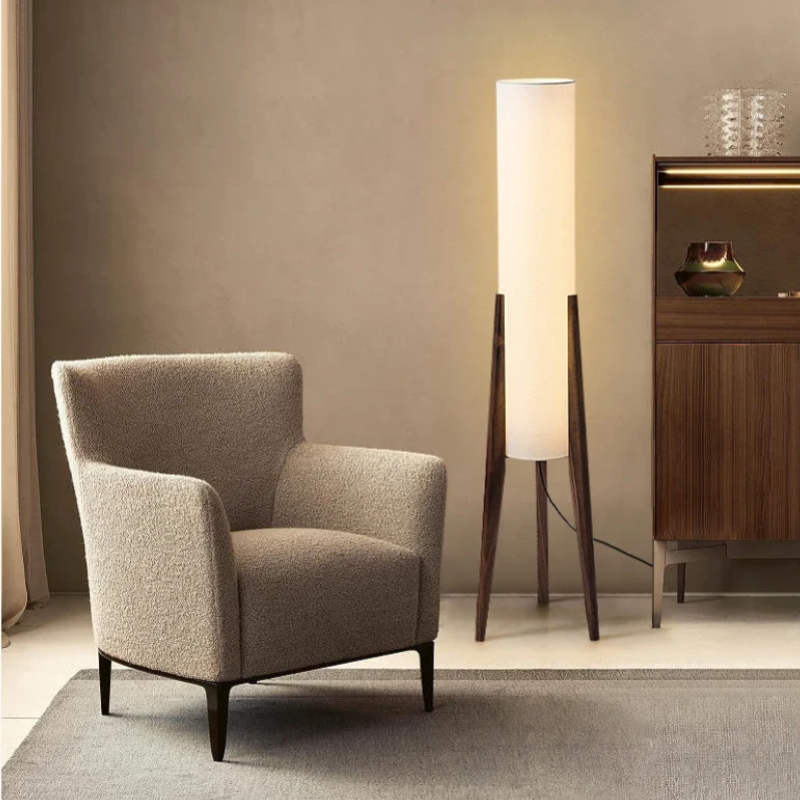 Modern Solid Walnut Wood Floor Lamp for Living Room – Elegant Standing Lamp with Soft Lighting and Easy Assembly 0