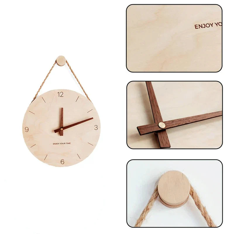 Modern Wooden Wall Clock 30 cm Diameter with Black Walnut Hands β Elegant Wall Clock Decor for Stylish Interiors 2