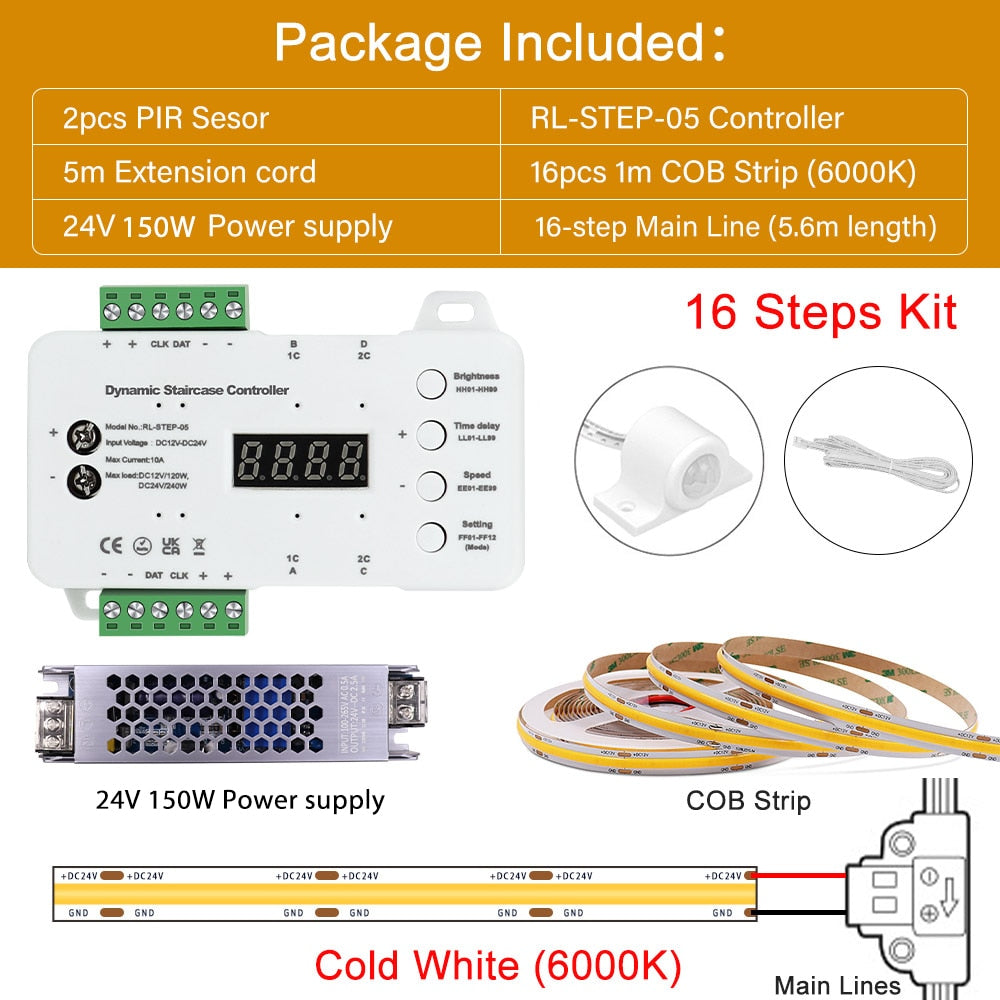 Motion Sensor LED Stair Lights Indoor – Low Voltage 12V-24V, Flexible Installation, High Brightness for Safety and Style 6