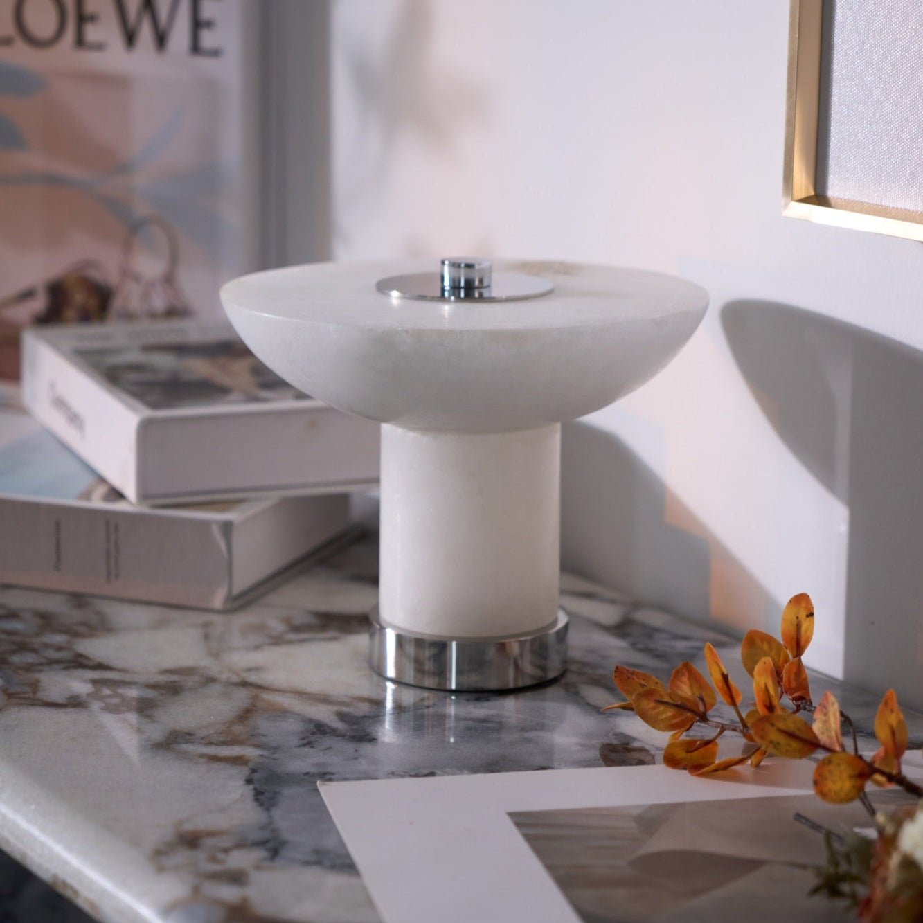 Mushroom-Shaped Alabaster Table Lamp with Touch Control and Integrated LED – Versatile Lighting for Bedside or Desk 5