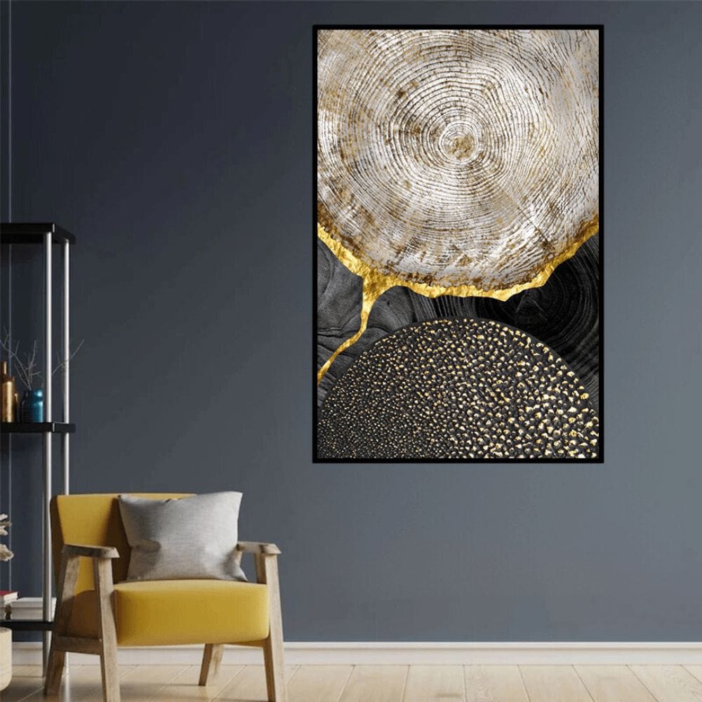 Nature-Inspired Wall Art with Gold Accents β Limited Edition Rings and Dots Artwork on Museum-Quality Paper 1