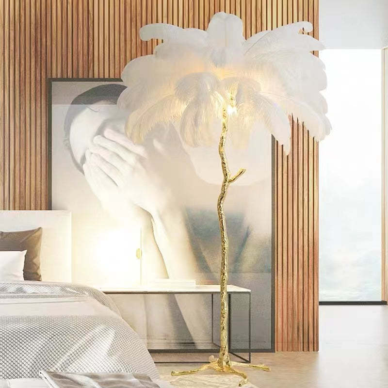 Nordic Luxury Ostrich Feather Floor and Table Lamp – Customizable Colors for Living Room and Bedroom, LED Bulb Included 13