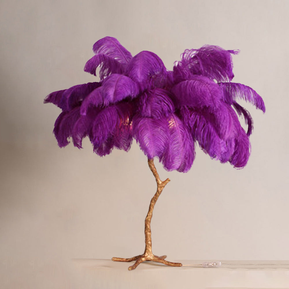 Nordic Luxury Ostrich Feather Floor and Table Lamp – Customizable Colors for Living Room and Bedroom, LED Bulb Included 16