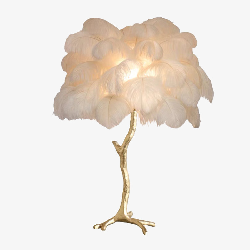 Nordic Luxury Ostrich Feather Floor and Table Lamp – Customizable Colors for Living Room and Bedroom, LED Bulb Included 2
