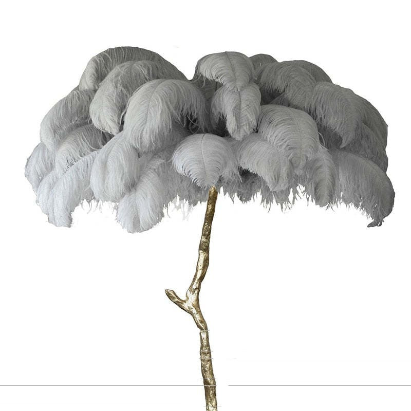 Nordic Luxury Ostrich Feather Floor and Table Lamp – Customizable Colors for Living Room and Bedroom, LED Bulb Included 3
