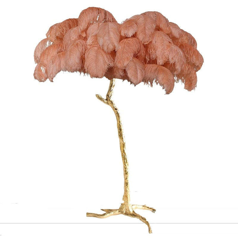 Nordic Luxury Ostrich Feather Floor and Table Lamp – Customizable Colors for Living Room and Bedroom, LED Bulb Included 5